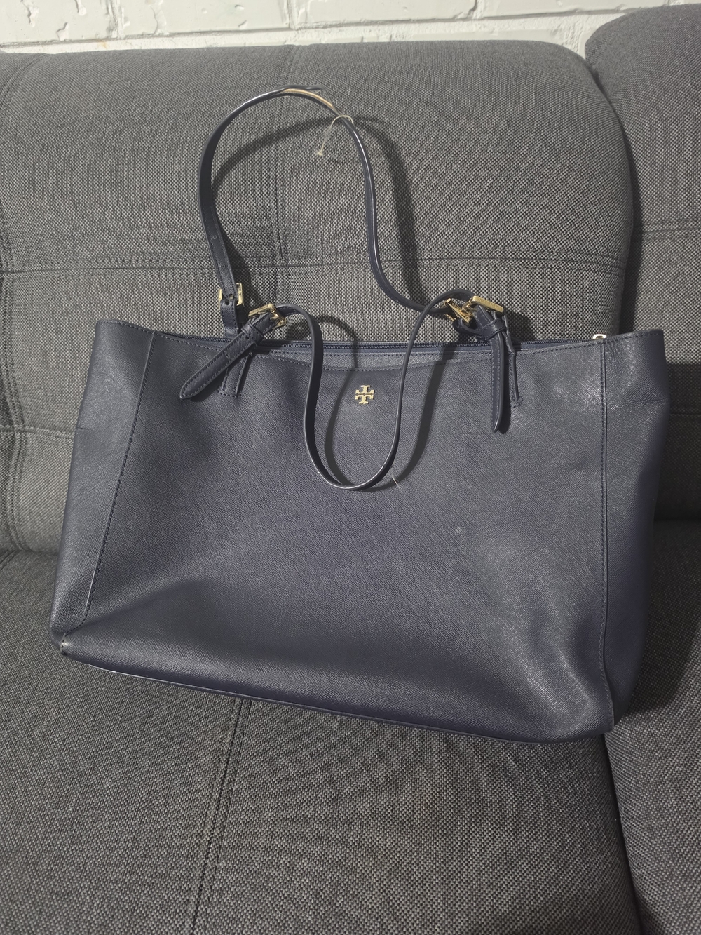Tory Burch Navy Leather Tote Bag